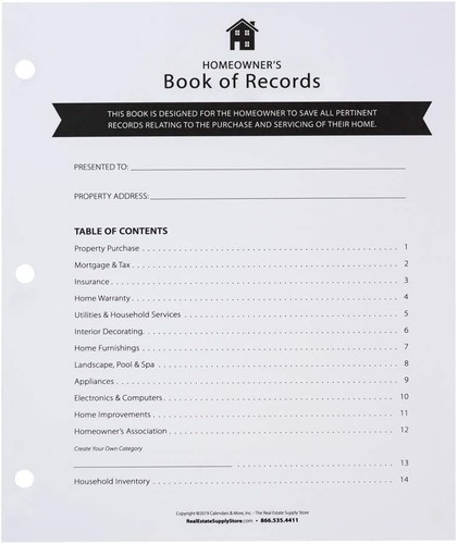 Homeowner's Book of Records 2-Pack Organizer with 13 Categories for Easy Trac... - Picture 7 of 9