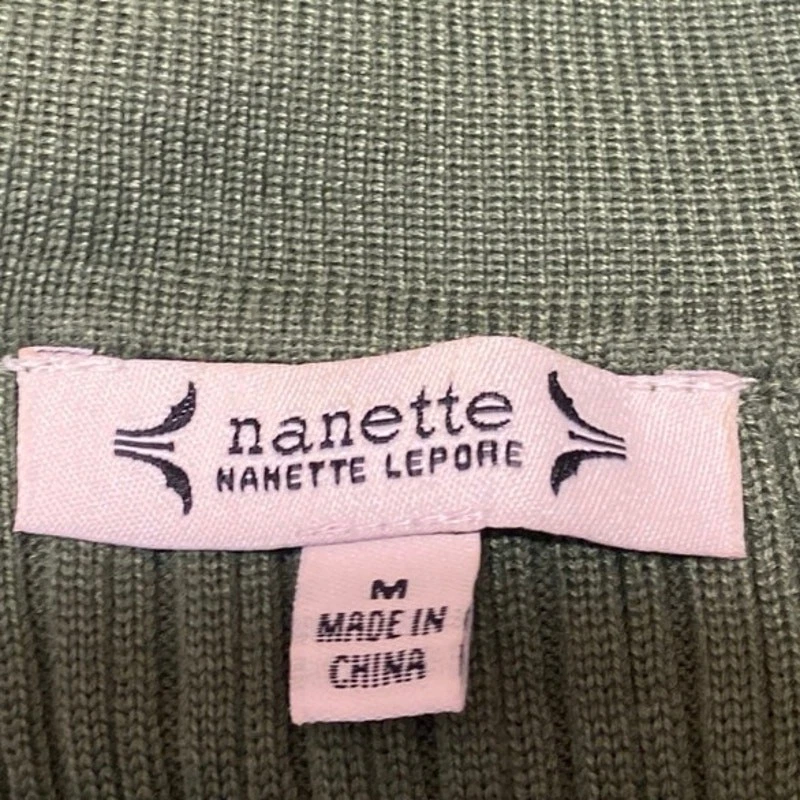 Cárdigan Suéter Top Nanette Lepore Verde Acanalado Tejido Botones Dorados Manga Larga Talla M Foto 3 de 4