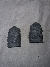 Vintage Marx Fort Apache Hard Plastic Stone Wall End Lot of Two Grey