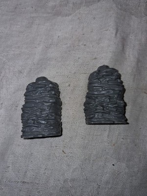 Vintage Marx Fort Apache Hard Plastic Stone Wall End Lot of Two Grey