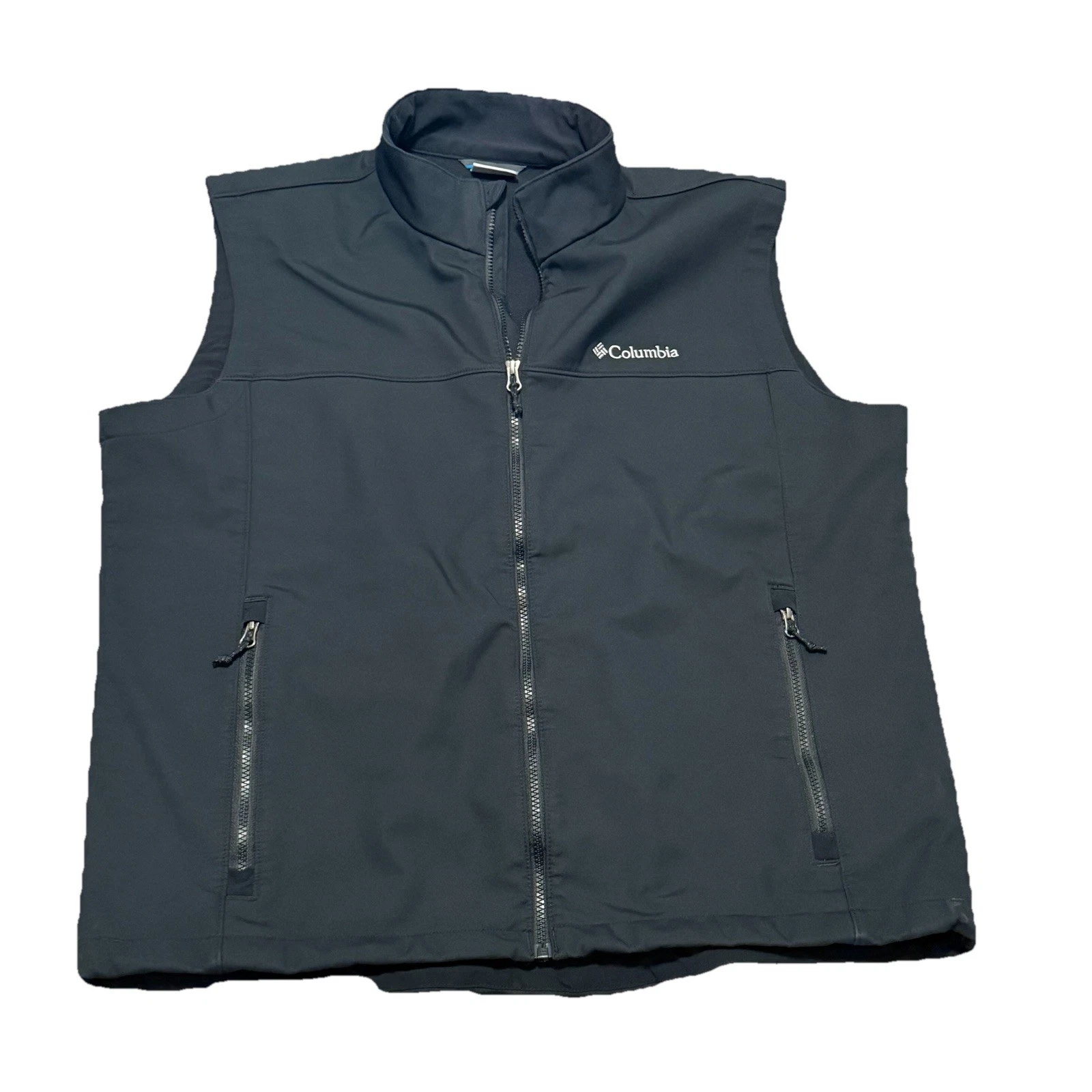 Columbia Vest Mens XL Black Full Zip Sleeveless Outdoors Hiking EUC