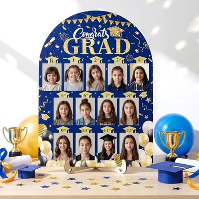 Leinuosen 2026 Graduation Photo Display Kindergarten to 12th Grade Blue Gold