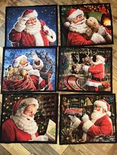 NEW Santa fabric panels. Six panels 12 x 14”.