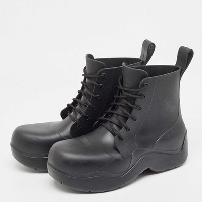 Bottega Veneta Black Rubber Lace Up Puddle Boots Size 41 | eBay
