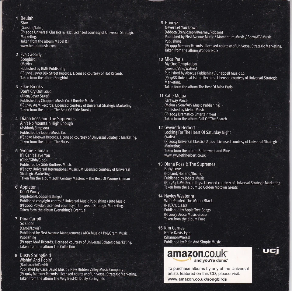 SONGBIRDS 15 unforgettable tracks - Bild 2 von 3