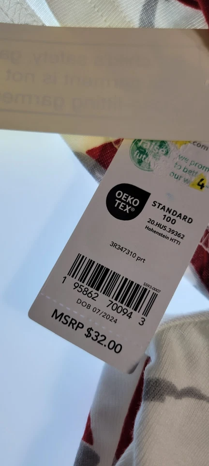 Carter's Conjunto Pijama Niños Algodón Navidad Blanco Talla 12 Papa Noel Foto 2 de 4