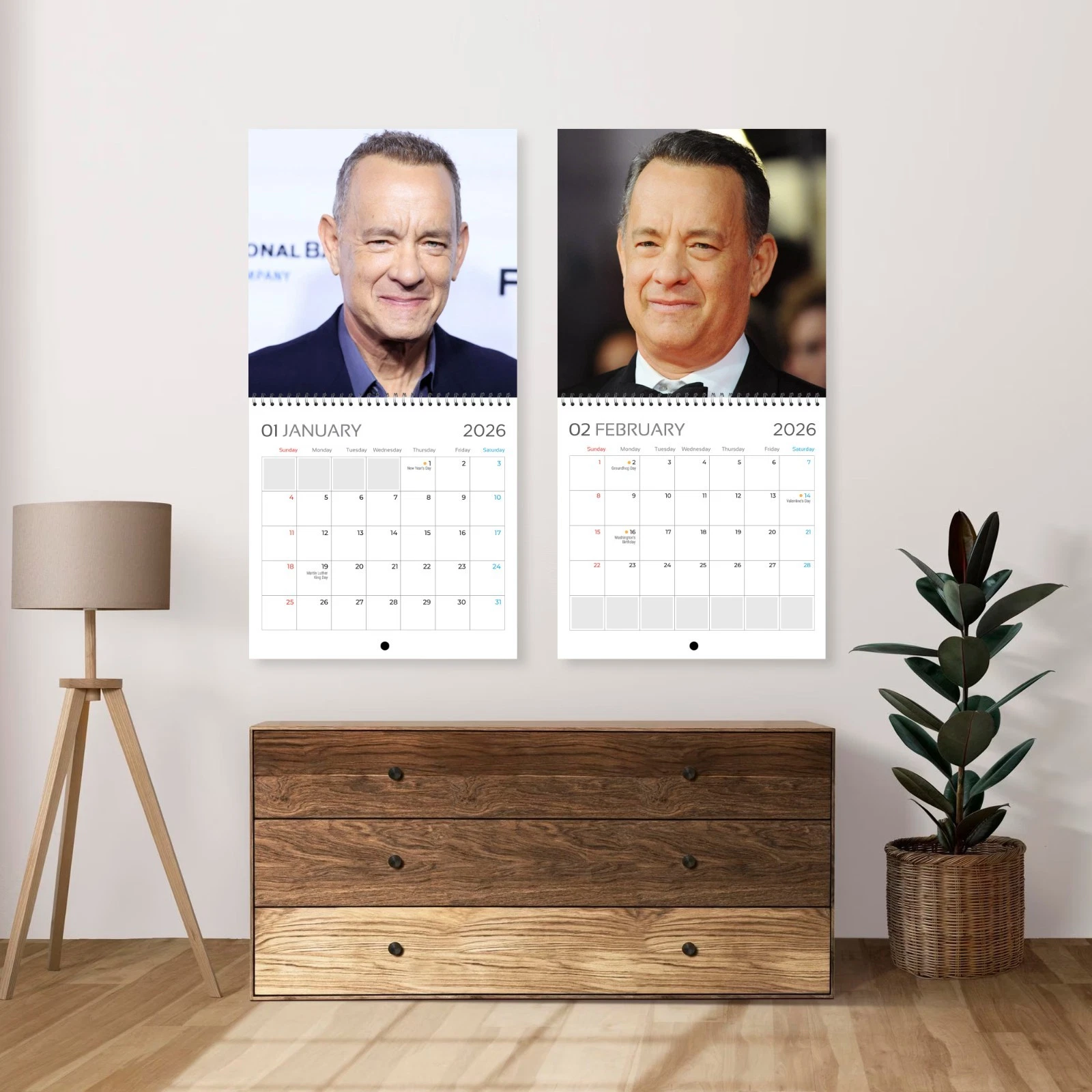 Tom Hanks 2026 Wall Calendar, 12-Month Calendar Fan Gift