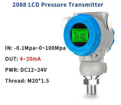 Water Pressure Sensor 2088 4-20mA 0-10V RS485 100MPa Transmitter LCD Display