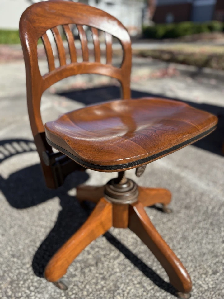 Vintage Sikes Co Solid Wood Adjustable Office Chair Mid Century Modern - Image 4 of 4