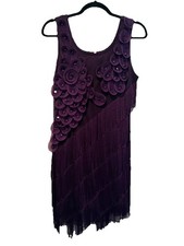 Roaring Twenties 1920s Purple Flapper, Art Deco Dress, Gatsby Style, Size Large