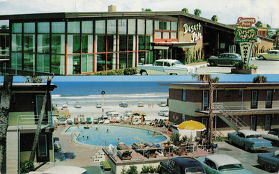 1957 PC: Two Views of Desert Isle Motel   133 S. Ocean Ave   Daytona Beach, FL