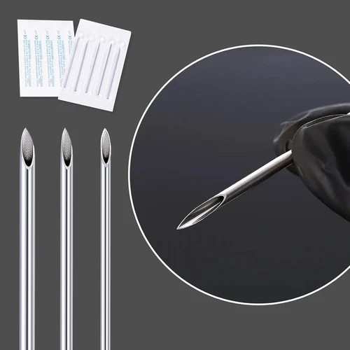 16G Body Piercing Needles,10Pcs  Sterile Disposable Stainless Steel Needles for image 2