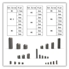 68 Pcs 24 Sizes Set Screw Assortment Kit, Metric & SAE Hex Socket Grub Screws, 3