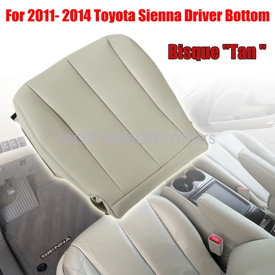 Cubierta de asiento de cuero tostado para parte inferior del conductor Toyota Sienna 2011 2012 2013 2014 Foto 2 de 4