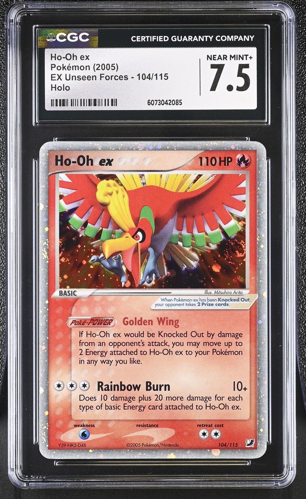 CGC 7.5 Ho-Oh ex 2005 EX Unseen Forces 104/115 Holo SWIRL Pokemon Card