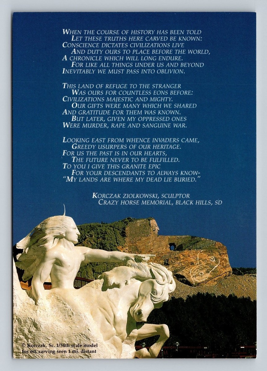 Crazy Horse Memorial Sculpture Model Postcard Black Hills SD 1996