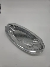 Vintage Chromed Irvinware Silver Bread Tray Platter Etched Oval 13"L x6"W USA