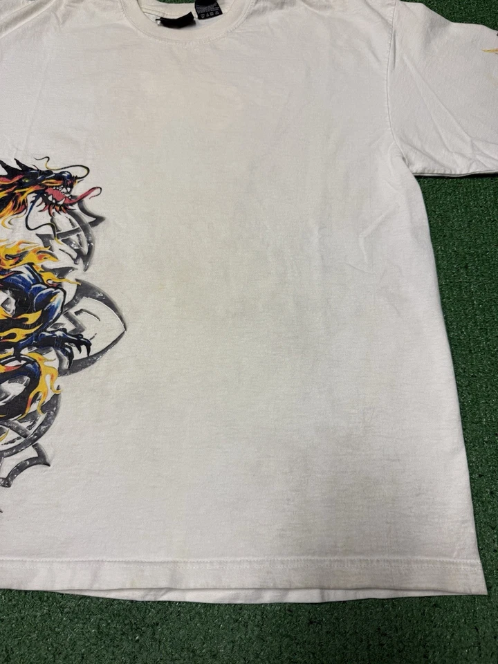Camiseta De Colección Y2K No Boundaries Tribal Dragon Talla Grande Blanca Patinador MARCADA Foto 4 de 4