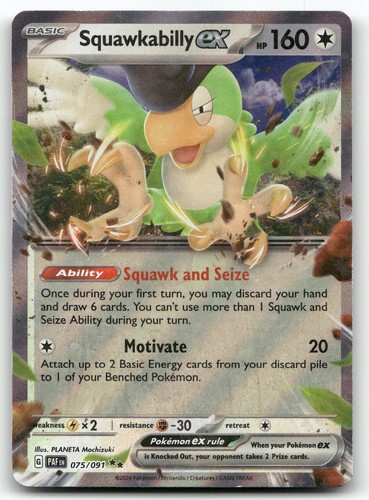Squawkabilly ex - 075/091 #75/91 (Holo) (NM) SV: Paldean Fates PAF Pokemon