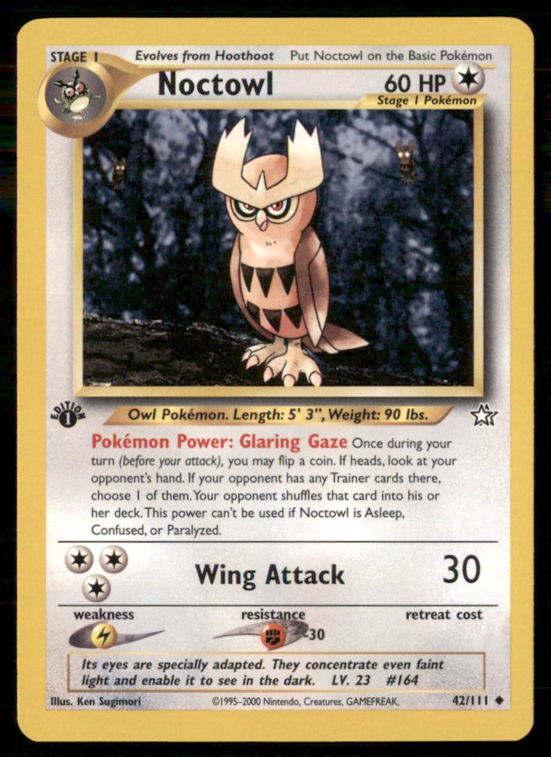 2000 1st Edition Neo Genesis Pokemon Noctowl Stage 1/Uncommon #42