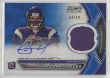 2011 Bowman Sterling Relics Blue Refractor 4/99 Christian Ponder Auto 0v1