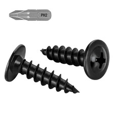  10 X 1-1/2" Black Truss Head Wood Screws Fast Self Tapping Wafer Head, Alloy St