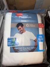Hanes Men's White Tagless Crew T-shirts 6 Pack Size M 38-40 NEW
