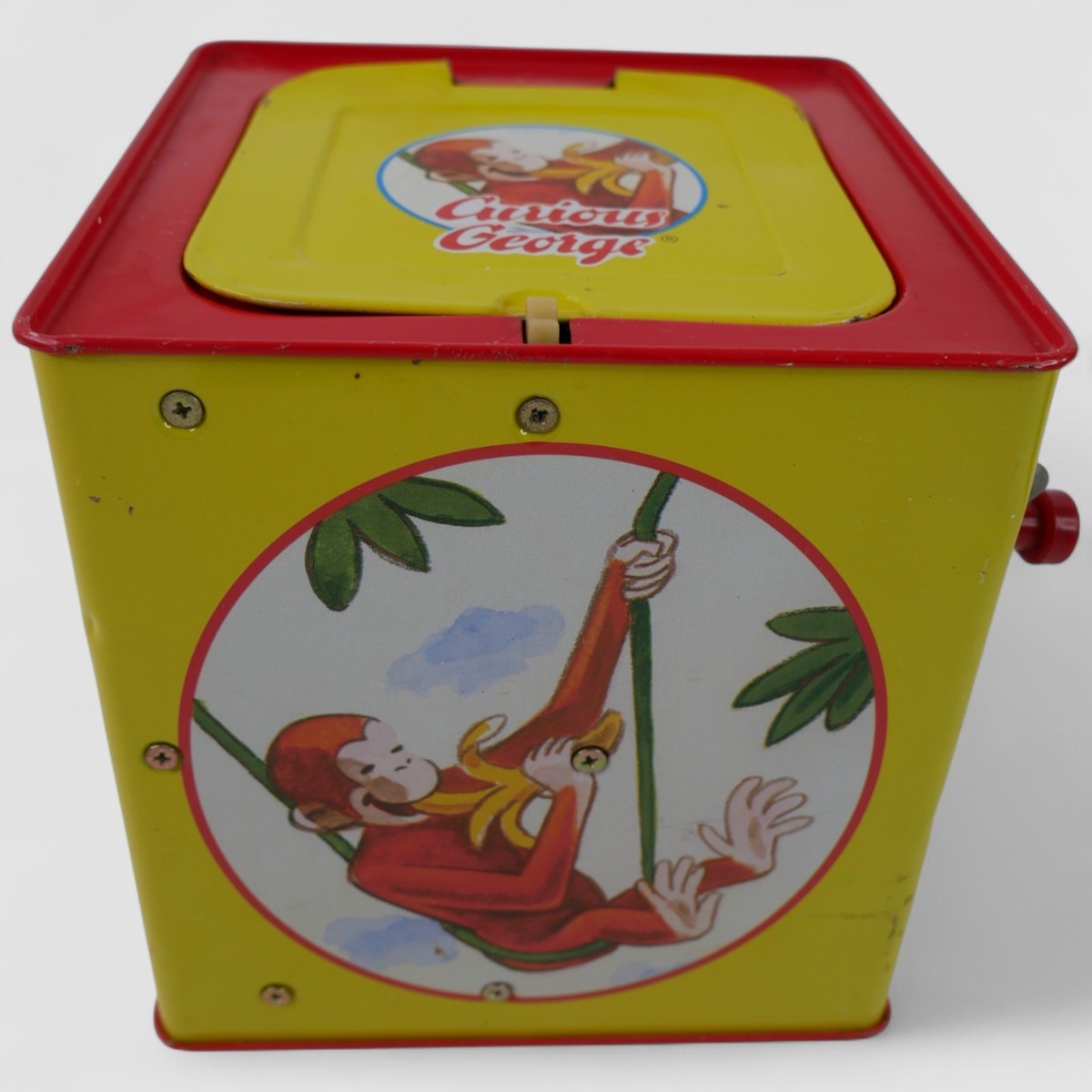 Vintage 1990s Curious George Jack In The Box Musical Tin