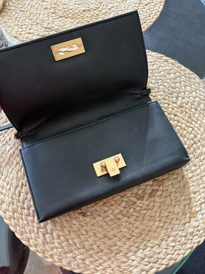 Tory Burch Carmen Mini Crossbody Bag Black Leather Gold Hardware - Image 2 of 4