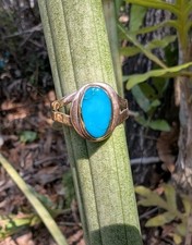Natural Morenci Turquoise 9ct Rose Gold Artisan Hand Made Ring sz9.25 .A27f