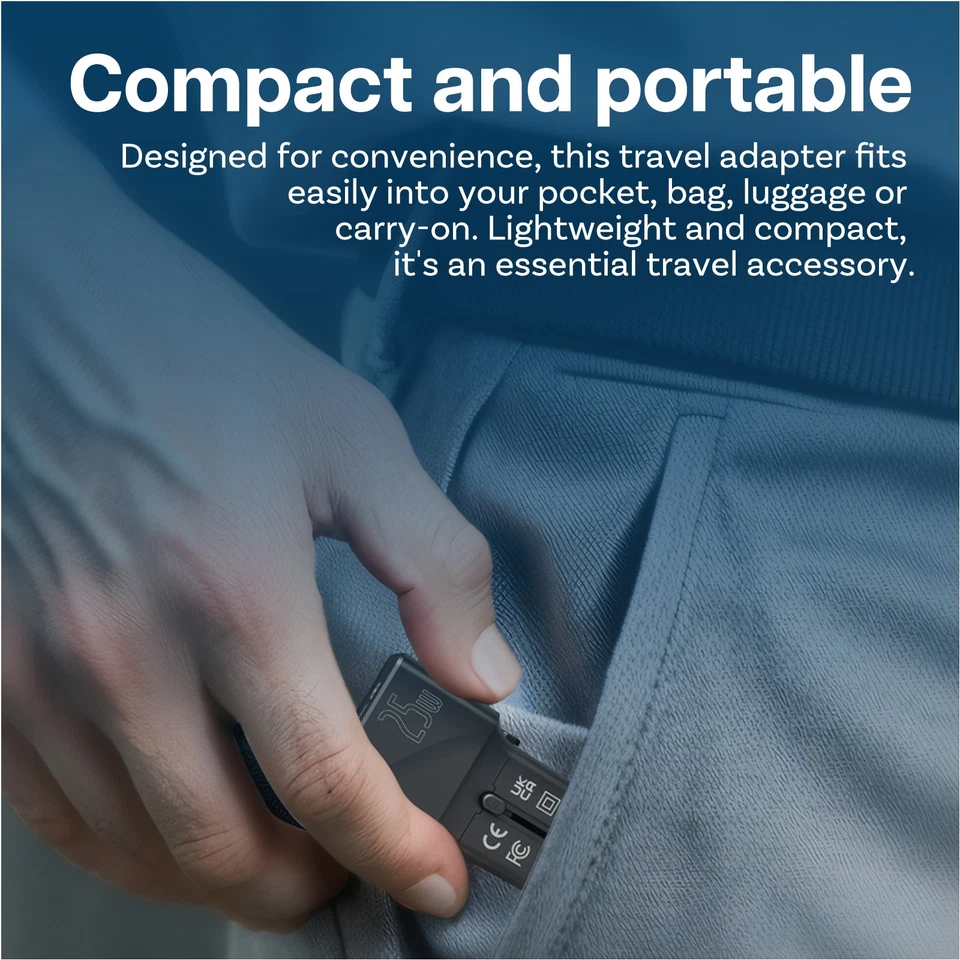 Reiseadapter Weltweit 25W - All-in-One Universal Reisestecker – mit USB-C 25W - Bild 3 von 4