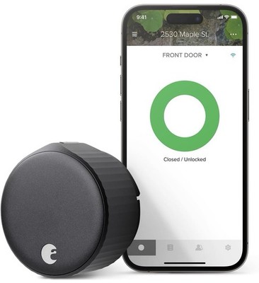 August Home, Black Wi-Fi Connected Smart Door Lock (4th Gen), AUG-SL05-M01-G01