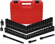 55 Pieces 1/4" Dr. Impact Socket Set CR-V 6 Point SAE/Metric Universal Joint