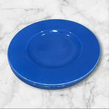 Century Stoneware Blue Dinner Plates | Set of 3 | Bold Glaze | Good Condition