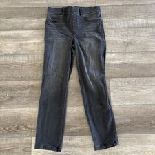 SPANX Jeans Size Medium in Vintage Black Wash Straight Leg Pull-On Denim 20355R