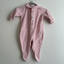VTG Carter's Pink Terry Footed Coverall One-Piece Long Sleeve Snap 3-6 Months