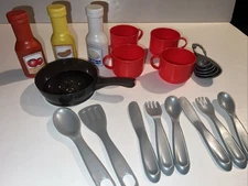 Lot Step 2 Kids Toy Pretend Play Food Kitchen Ketchup Mustard Mayo Utensils Pan