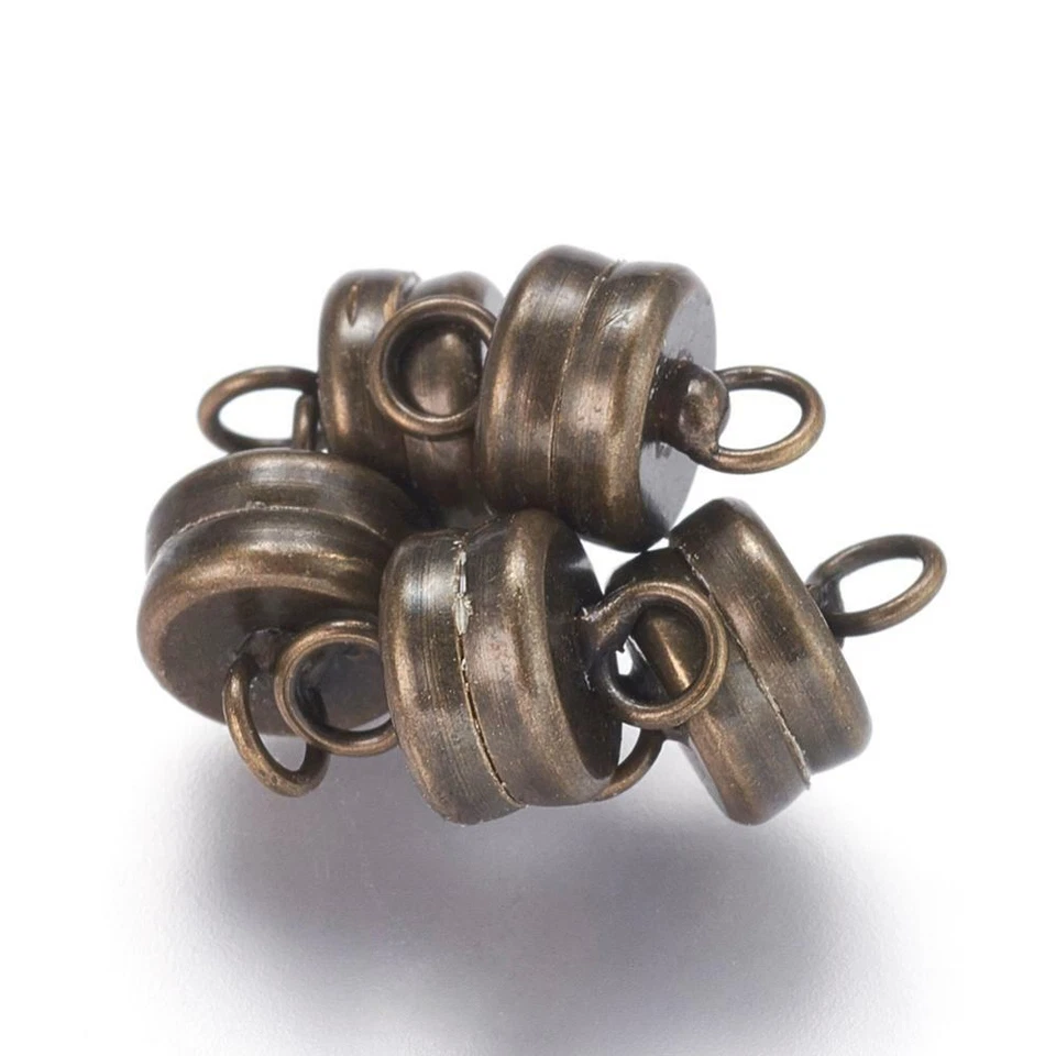 Magnetic Clasp, 11x7mm, Hole 2mm, Antique Bronze, 5 Sets - Image 2 of 3