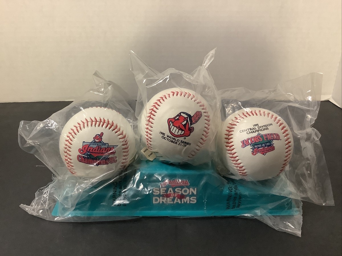 1995 Cleveland Indians Baseballs Set Of 3 Season Of Dreams