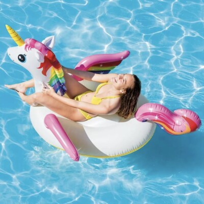 Giant Unicorn Inflatable Ride-On Pool Float 79x55x38'' Swimming Water Toys 