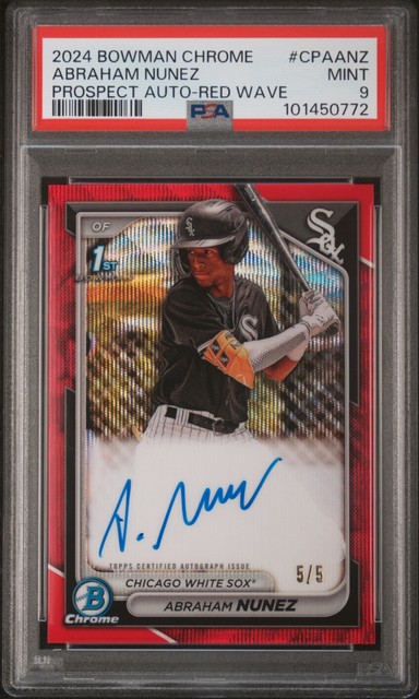 2024 BOWMAN CHROME PROSPECT AUTOS RED WAVE ABRAHAM NUNEZ 5/5 PSA 9