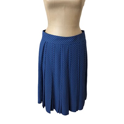 NWT J Crew Blue & White Polka Dot A Line Pleated Skirt Size 4 Fall2018