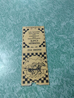 Vintage Matchbook Collectible Ephemera B27 Renton Washington Tonkin Cafe sports
