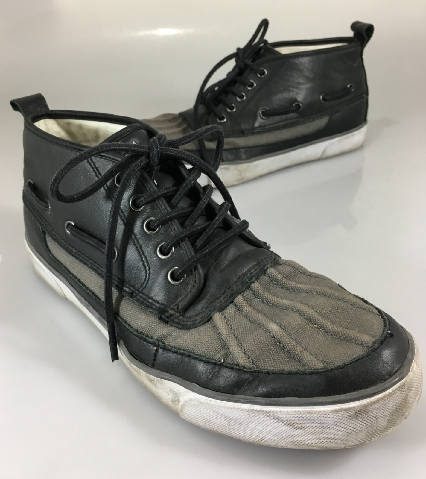 SAOLA Scarpe da palestra Polo Ralph Lauren 11.5 D Parkstone MID nere grigie in pelle tela