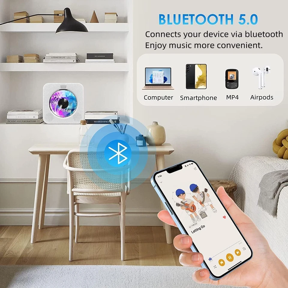 CD Player Bluetooth CD-Player mit Lautsprecher Unterstützt Fernbedienung Anzeige - Bild 4 von 4