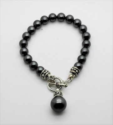 AB023 Bohemian Style High-quality Hematite color Pearls Fashion Toggle Bracelet