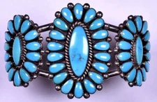 Alice Quam Native American Sterling Silver Turquoise Bracelet Zuni Spectacular!