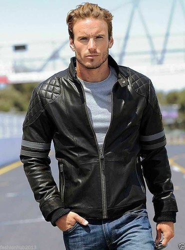 Real Leather Biker Jacket Slim Fit 
