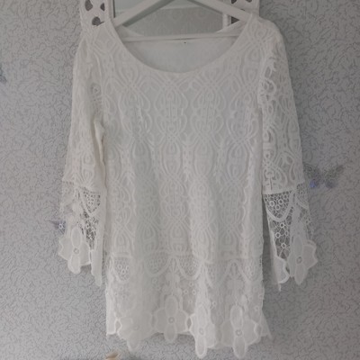 Tunika M offwhite Alles Spitze NEU Langarm BW 50 cm
