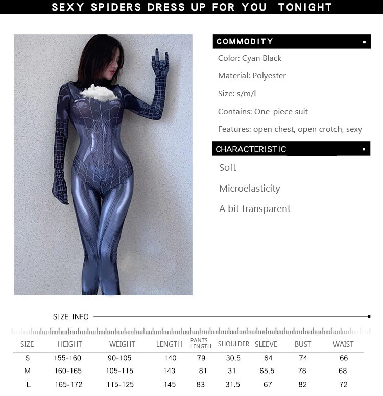 Cosplay Spiderman Jumpsuit Women Zentai Bodysuit Suit Comicon Costume Halloween - Image 4 of 4
